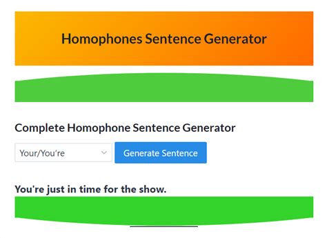 Homophone Sentence GeneratorMaking English Fun.